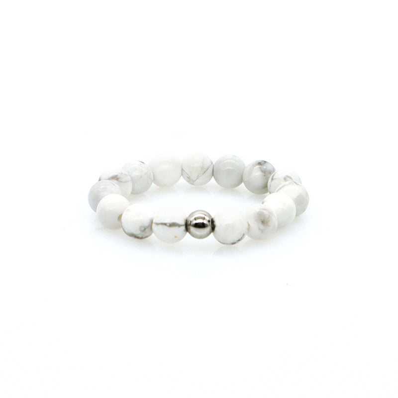 Customized Gemstone Women Men Handmade Fashion Wholesale China Factory OEM Rhodium Brass Stretch 5mm Natural Stone Beads Ring
