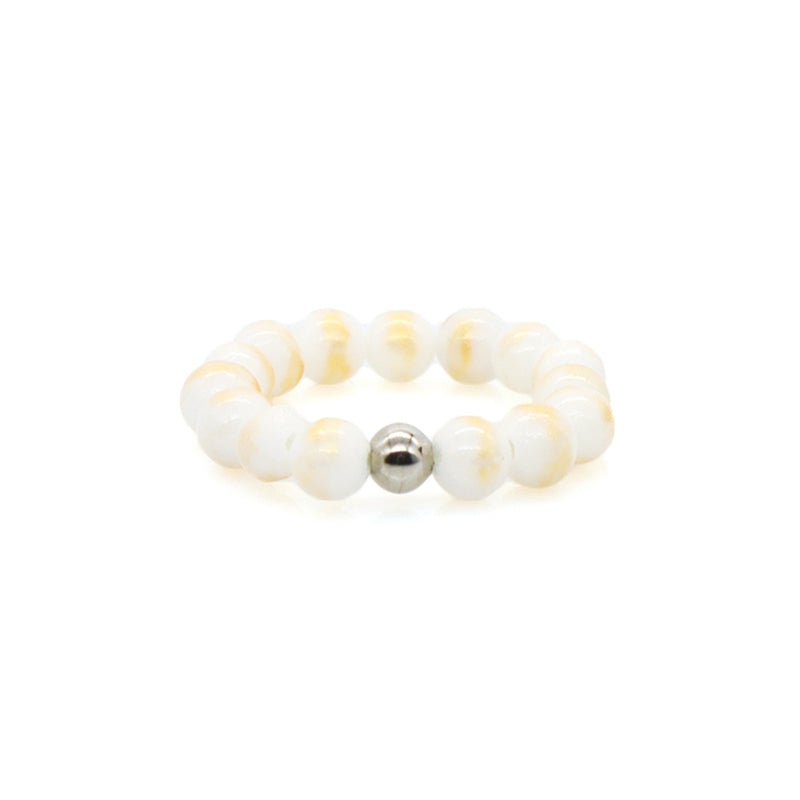 Customized Gemstone Women Men Handmade Fashion Wholesale China Factory OEM Rhodium Brass Stretch 5mm Natural Stone Beads Ring