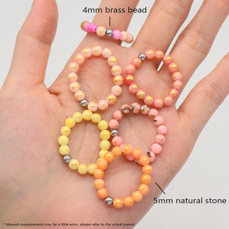 OEM Rhodium Brass Beads Wholesale Factory Custom Colorful Handmade GemStone Stretch 5mm Natural Stone Beaded Ring For Women