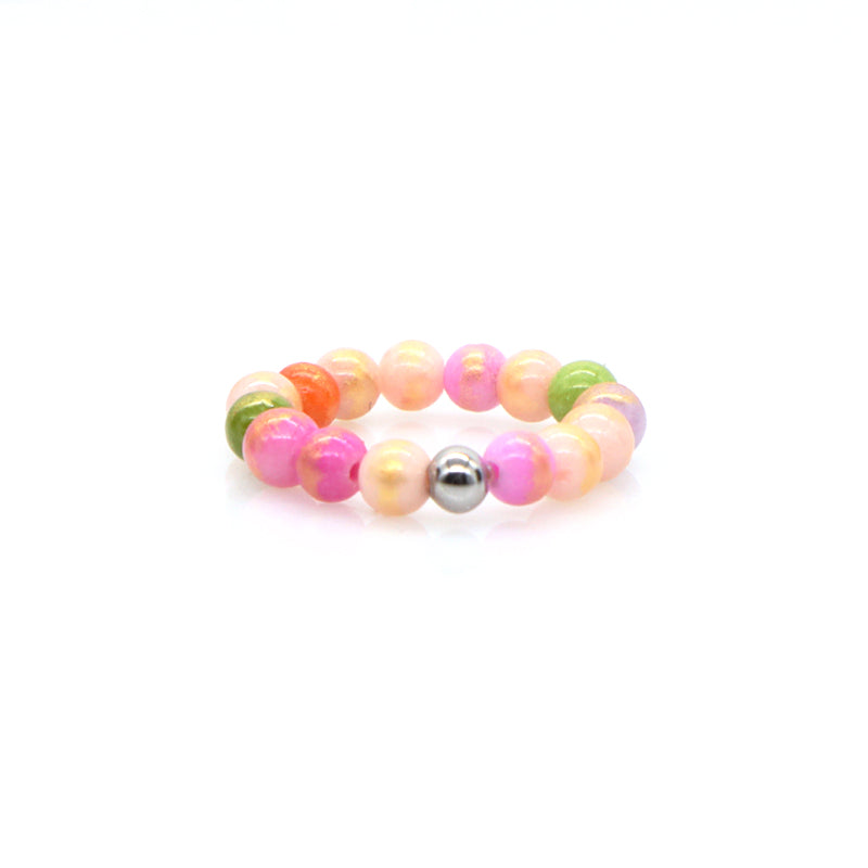 OEM Rhodium Brass Beads Wholesale Factory Custom Colorful Handmade GemStone Stretch 5mm Natural Stone Beaded Ring For Women