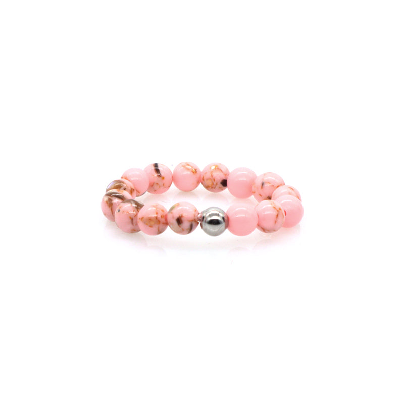 OEM Rhodium Brass Beads Wholesale Factory Custom Colorful Handmade GemStone Stretch 5mm Natural Stone Beaded Ring For Women