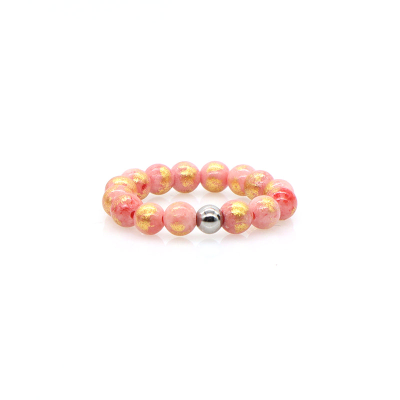 OEM Rhodium Brass Beads Wholesale Factory Custom Colorful Handmade GemStone Stretch 5mm Natural Stone Beaded Ring For Women