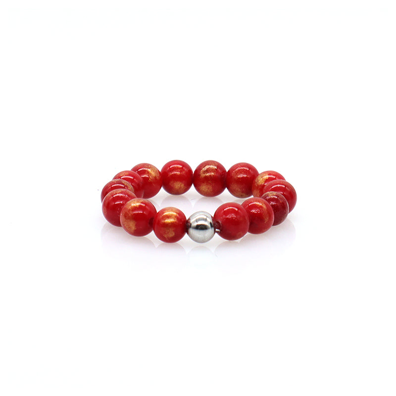 Wholesale Customized Various Gemstone OEM Rhodium Brass Beads Handmade Stretch Natural Stone 5mm Jade Beaded Ring For Women Gift