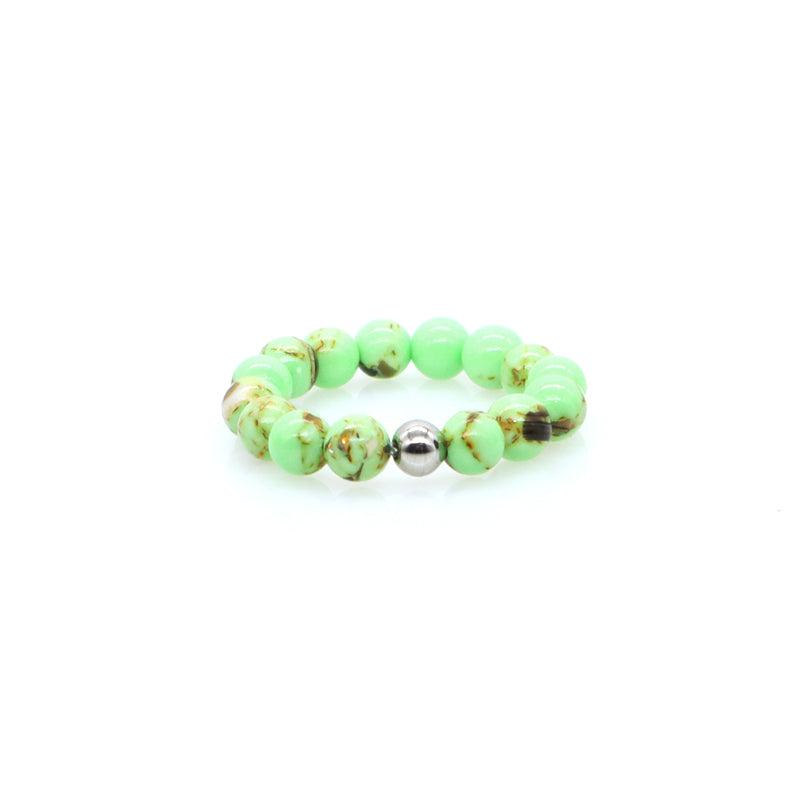 Men Women Fashion 5mm Natural Stone OEM Wholesale Manufacture Handmade Custom Factory Rhodium Brass Gemstone Beads Stretch Ring