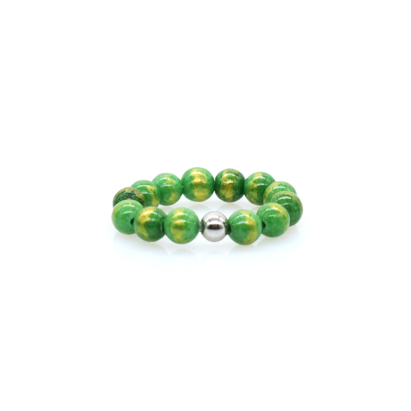 Men Women Fashion 5mm Natural Stone OEM Wholesale Manufacture Handmade Custom Factory Rhodium Brass Gemstone Beads Stretch Ring