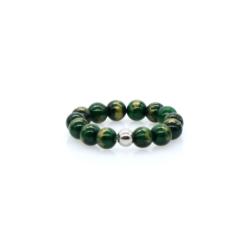 Men Women Fashion 5mm Natural Stone OEM Wholesale Manufacture Handmade Custom Factory Rhodium Brass Gemstone Beads Stretch Ring