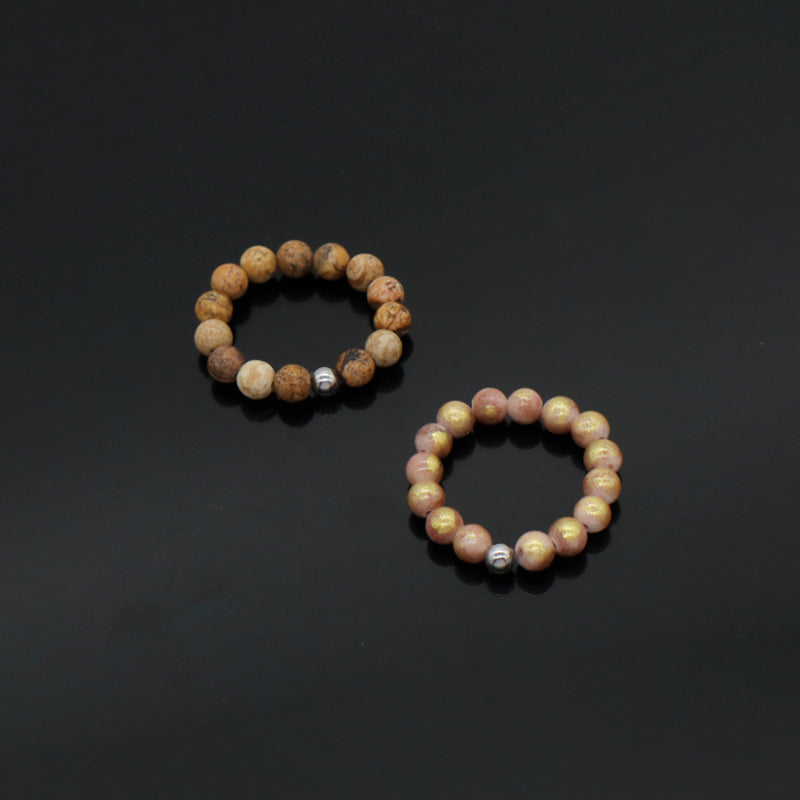 Newest Design OEM Hign Quality 5mm Natural Semi-precious Stone Handmade Customized Gemstone Elastic Beads Ring Women Men