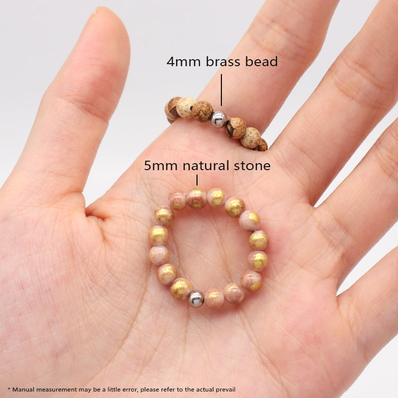 Newest Design OEM Hign Quality 5mm Natural Semi-precious Stone Handmade Customized Gemstone Elastic Beads Ring Women Men