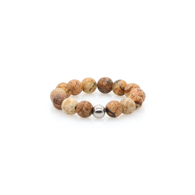 Newest Design OEM Hign Quality 5mm Natural Semi-precious Stone Handmade Customized Gemstone Elastic Beads Ring Women Men