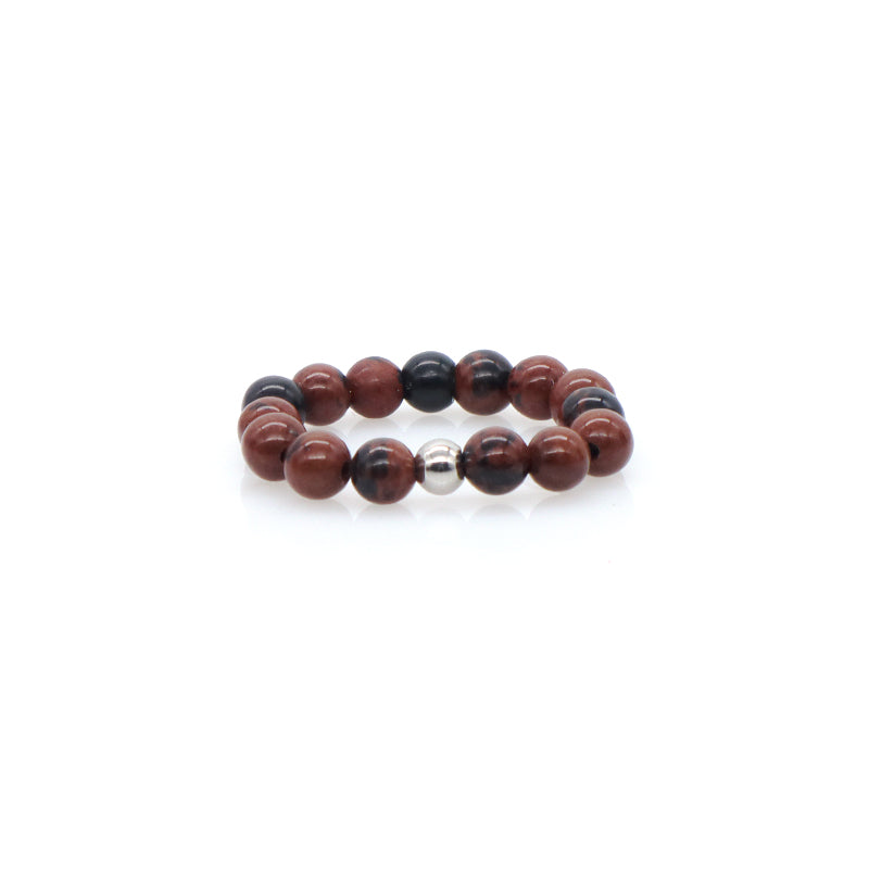 Bohemian Handmade Natural Semi-precious Stone Ring Multi Color Custom OEM Stretch Rope Gemstone Ring Boho 5mm Bead For Men Women