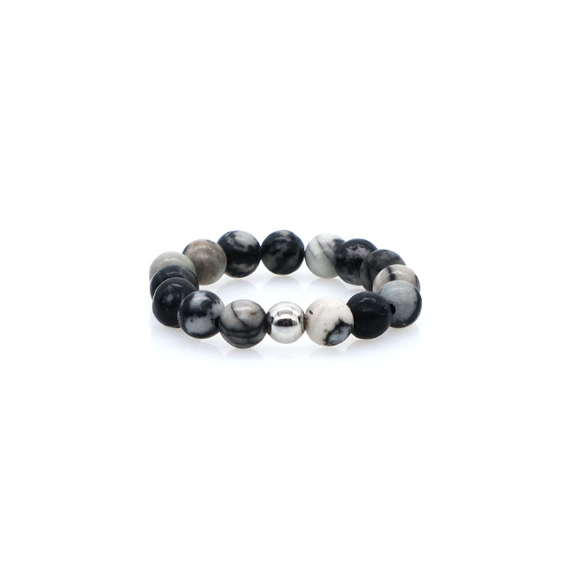 OEM Customized Handmade Healing 5mm Natural Stone Elastic Ring Wholesale Fashionable Gemstone Round Beads Ring For Men Women