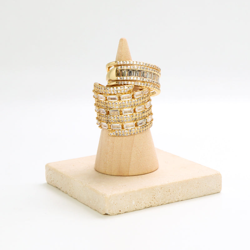 Newest Wholesale Fashion China Factory Custom Adjustable Opening Finger Ring Micro Pave CZ Gold Plated Ring For Women Gift
