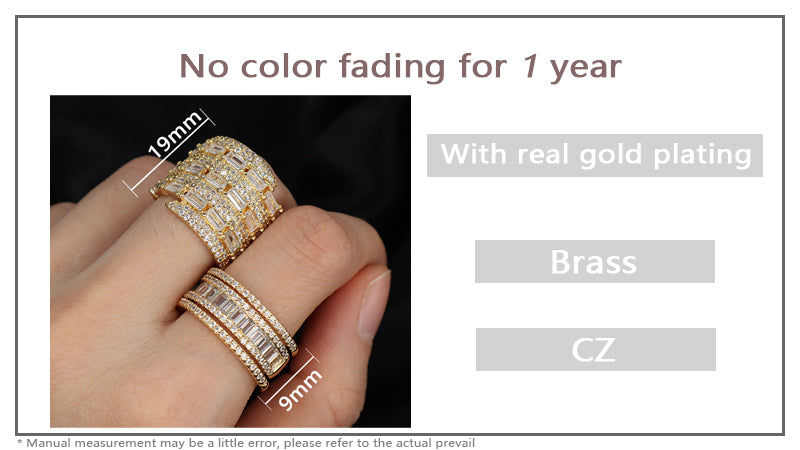 Newest Wholesale Fashion China Factory Custom Adjustable Opening Finger Ring Micro Pave CZ Gold Plated Ring For Women Gift
