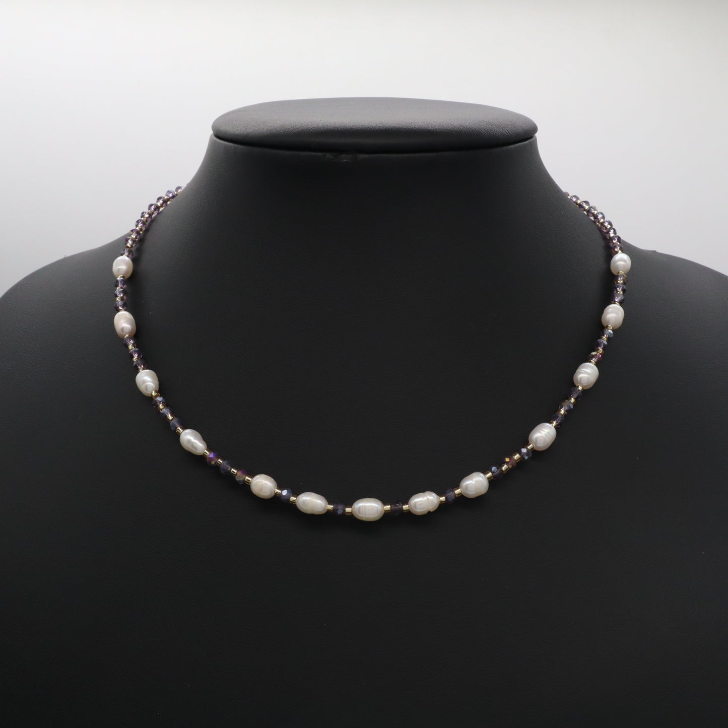 Newest  Wholesale Custom Fashion Handmade OEM Jewelry Gift Glass Crystal Beads Necklace Gold Plated Fresh Water Pearl Necklace