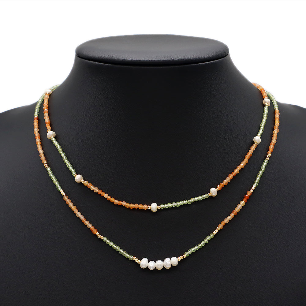 Natural Stone Fresh Water Pearl Handmade Necklace