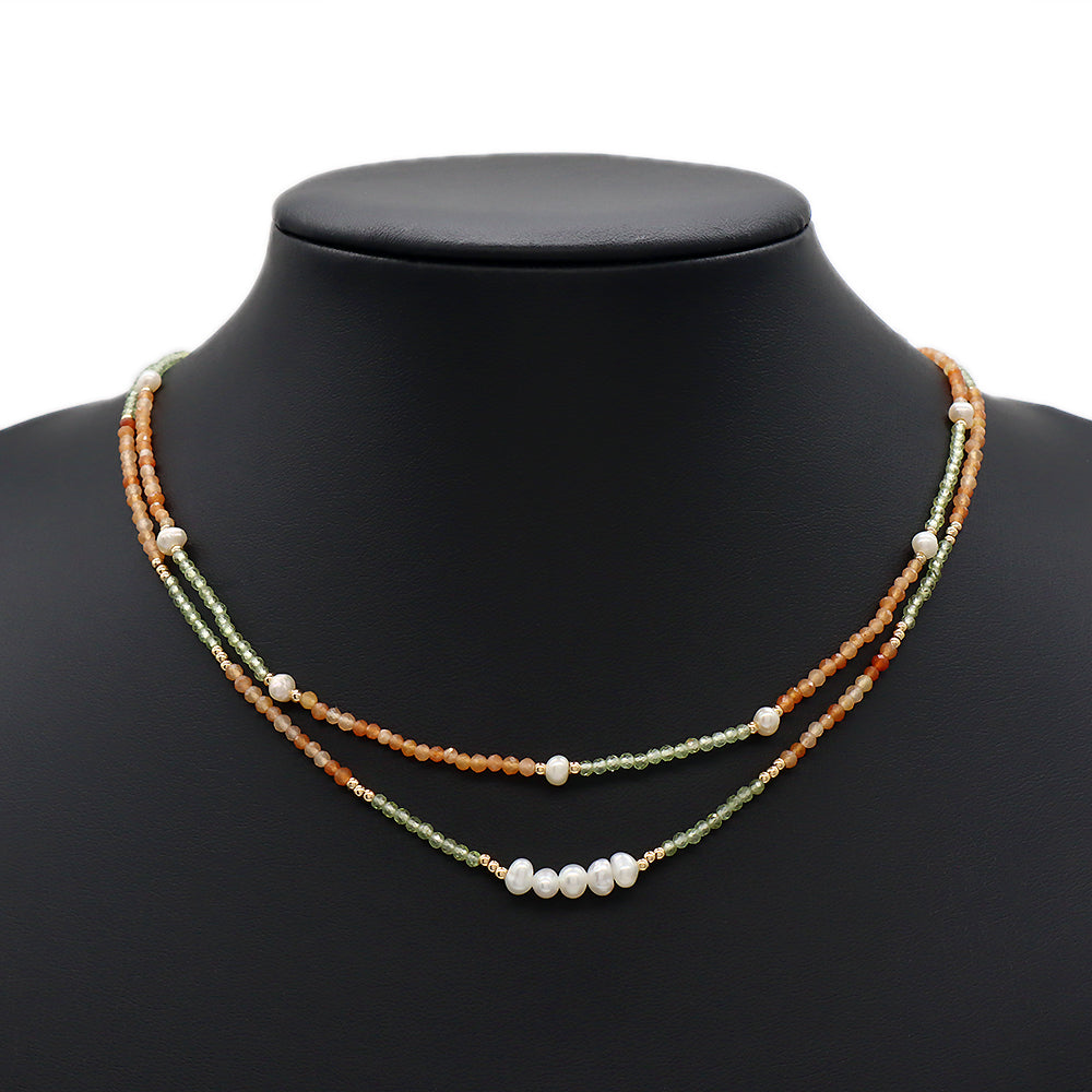 Natural Stone Fresh Water Pearl Handmade Necklace