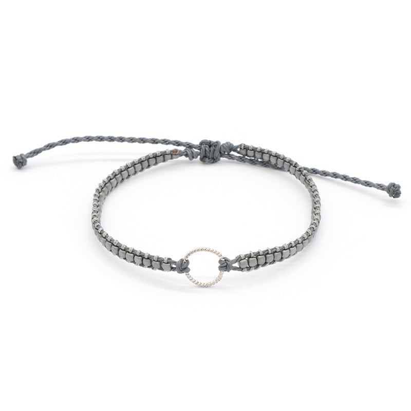 Wholesale China Factory Fashion Handmade OEM Customized Woven Ajustable 925 Sterling Silver Round Charm Hematite Beads Bracelet