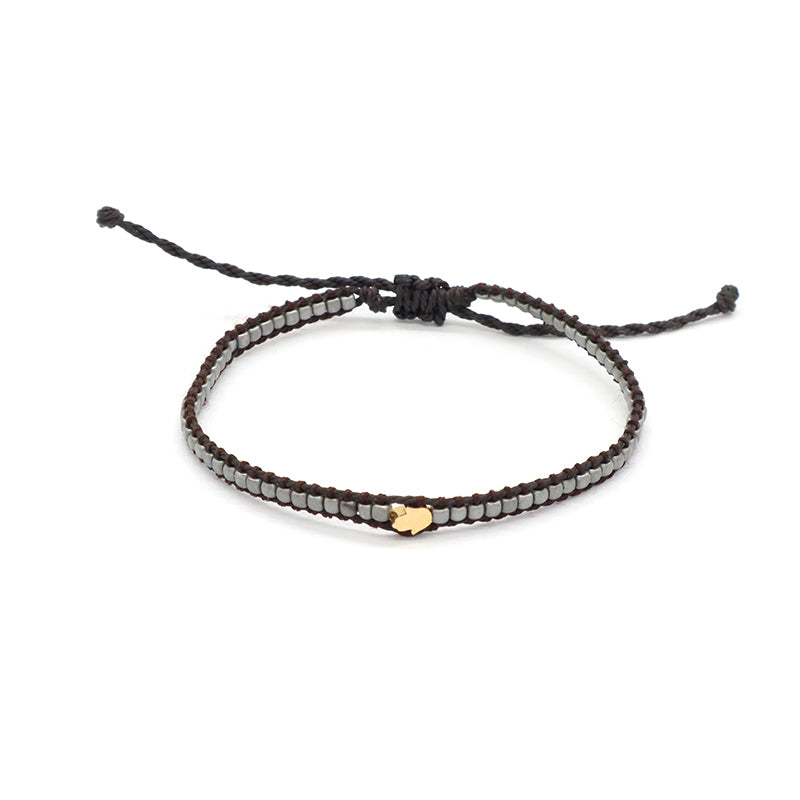 Handmade Wholesale Custom Factory Fashion Braided Woven Jewelry Adjustable Stainless Steel Charm Hematite Bracelet For Women Men