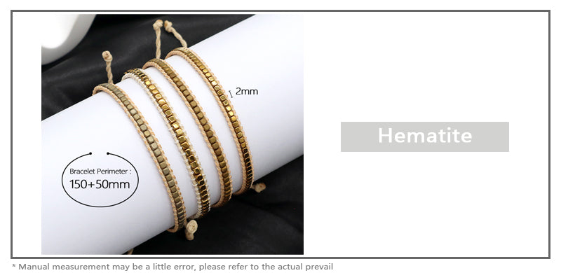 Custom Woven Wholesale Simple Design Oem Wholesale Best Friend Handmade Ajustable Hematite Beads Bangle Bracelet