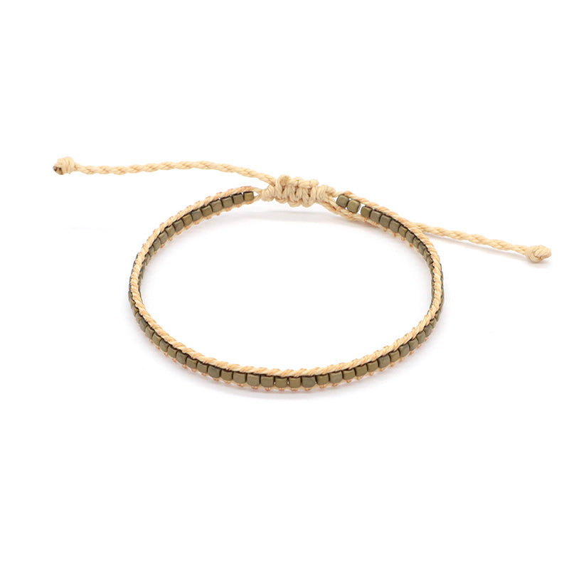 Custom Woven Wholesale Simple Design Oem Wholesale Best Friend Handmade Ajustable Hematite Beads Bangle Bracelet