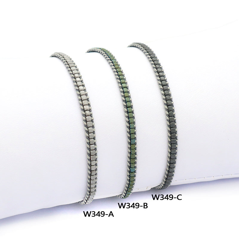 Good quality Oem Simple Design Wholesale Custom Woven Best Friend Handmade Ajustable Hematite Beads Bangle Bracelet