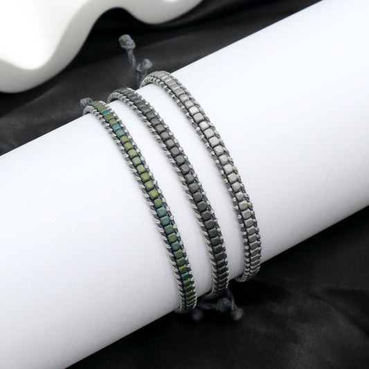Good quality Oem Simple Design Wholesale Custom Woven Best Friend Handmade Ajustable Hematite Beads Bangle Bracelet