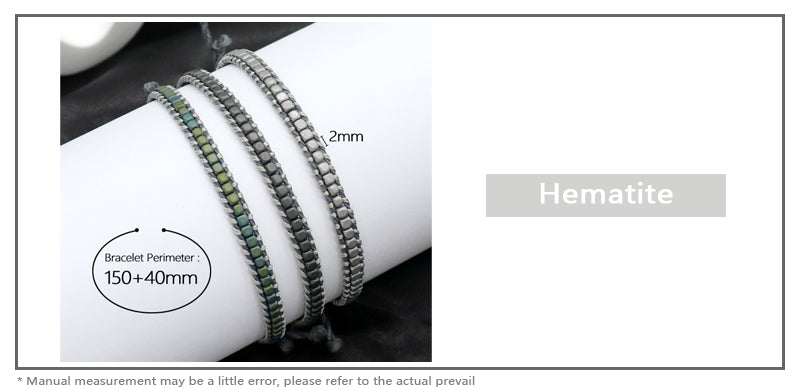 Good quality Oem Simple Design Wholesale Custom Woven Best Friend Handmade Ajustable Hematite Beads Bangle Bracelet