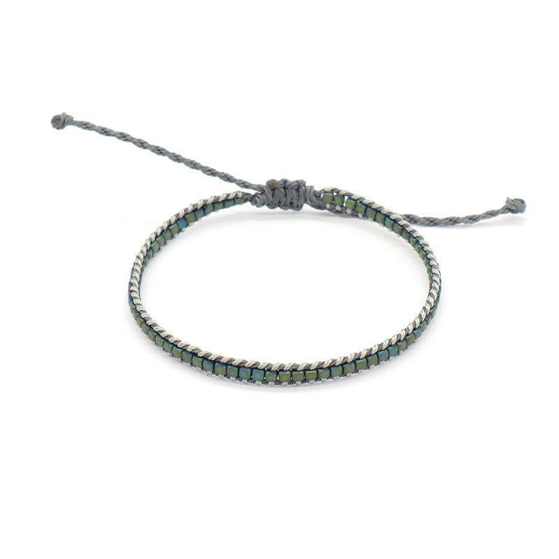 Good quality OEM Simple Design Wholesale Custom Woven Best Friend Handmade Adjustable Hematite Beads Bangle Bracelet