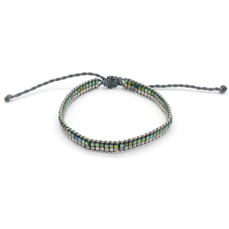 Good quality Oem Wholesale Simple Design Custom Woven Best Friend Handmade Ajustable double rows Hematite Beads Bangle Bracelet