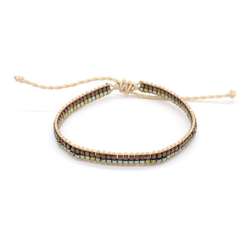 Good Quality Oem Custom Wholesale Simple Design Woven Best Friend Handmade Ajustable Double Rows Hematite Beads Bangle Bracelet