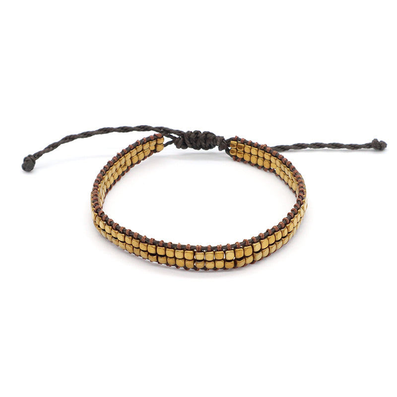 Simple Design Oem Custom Woven Best Friend Handmade Ajustable Double Layers Hematite Beads Bangle Bracelet