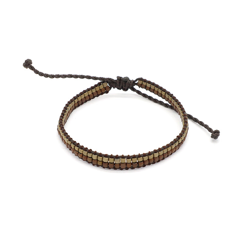 Handmade Oem Good Quality Wholesale Simple Design Custom Woven Best Friend Ajustable Double Rows Hematite Beads Bangle Bracelet