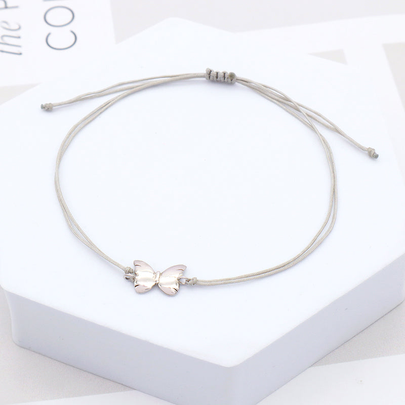 Cross Butterfly Anchor 925 Sterling Silver Charm Casual Bracelet Simple Design Adjustable Cotton Wire Bracelets