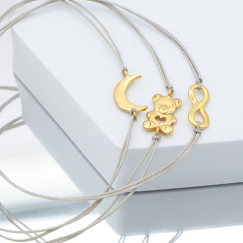 Wholesale Friendship gift cross star moon bear butterfly gold plating adjustable handmade 925 sterling silver charm bracelets