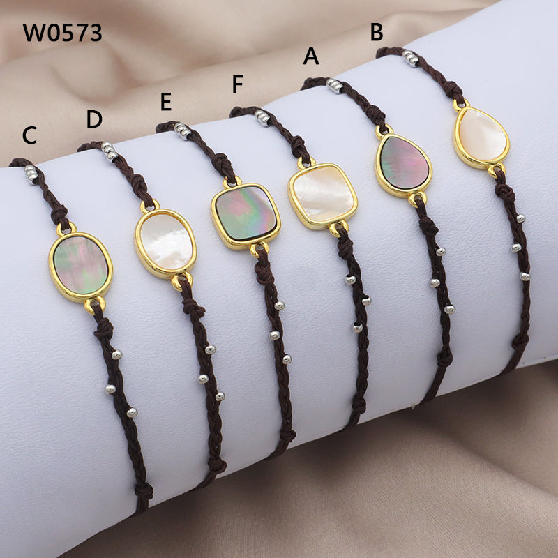 Fashion Women Jewelry Wholesale Custom Handmade Adjustable 925 Sterling Silver Beads Natural Shell Bracelet