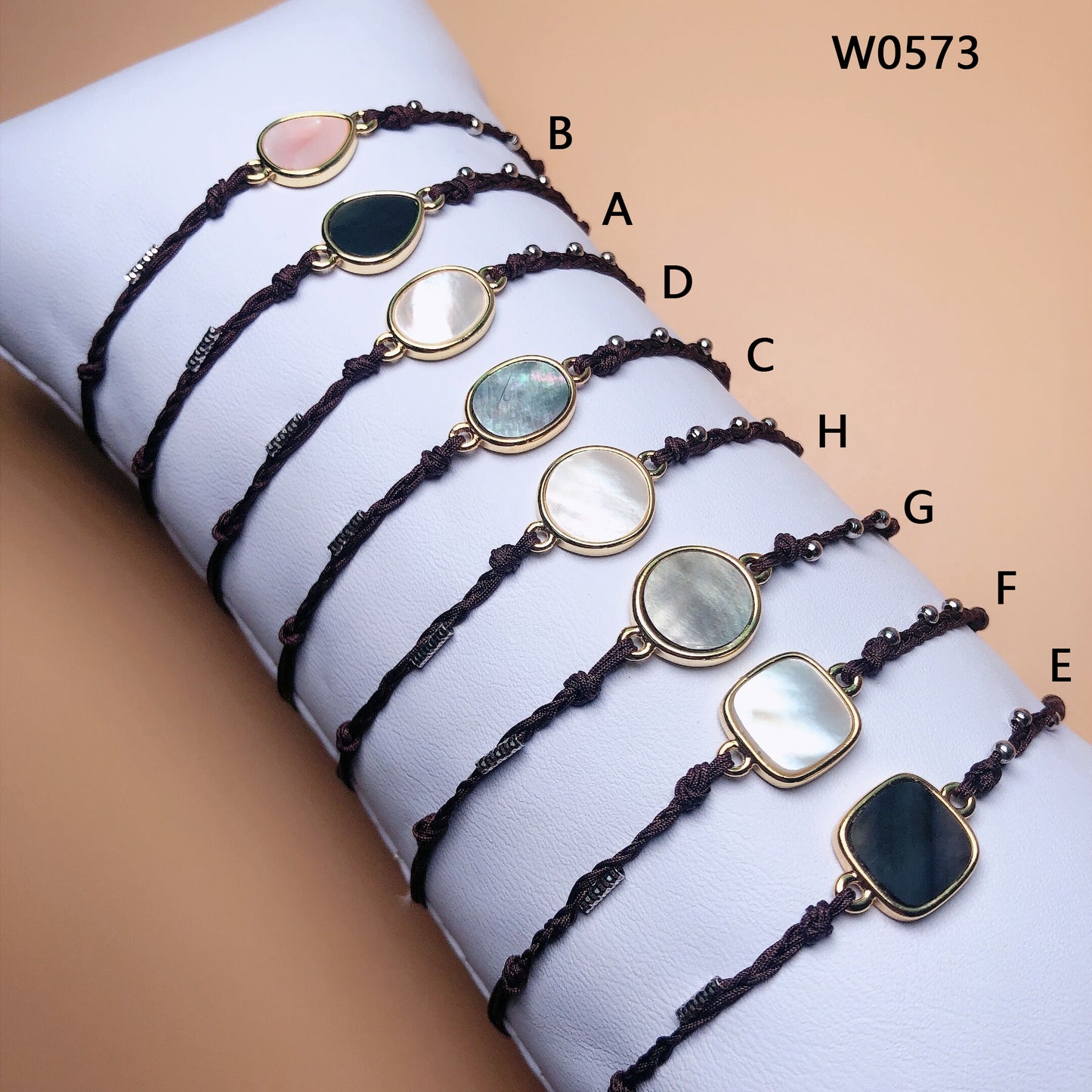 Fashion Women Jewelry Wholesale Custom Handmade Adjustable 925 Sterling Silver Beads Natural Shell Bracelet