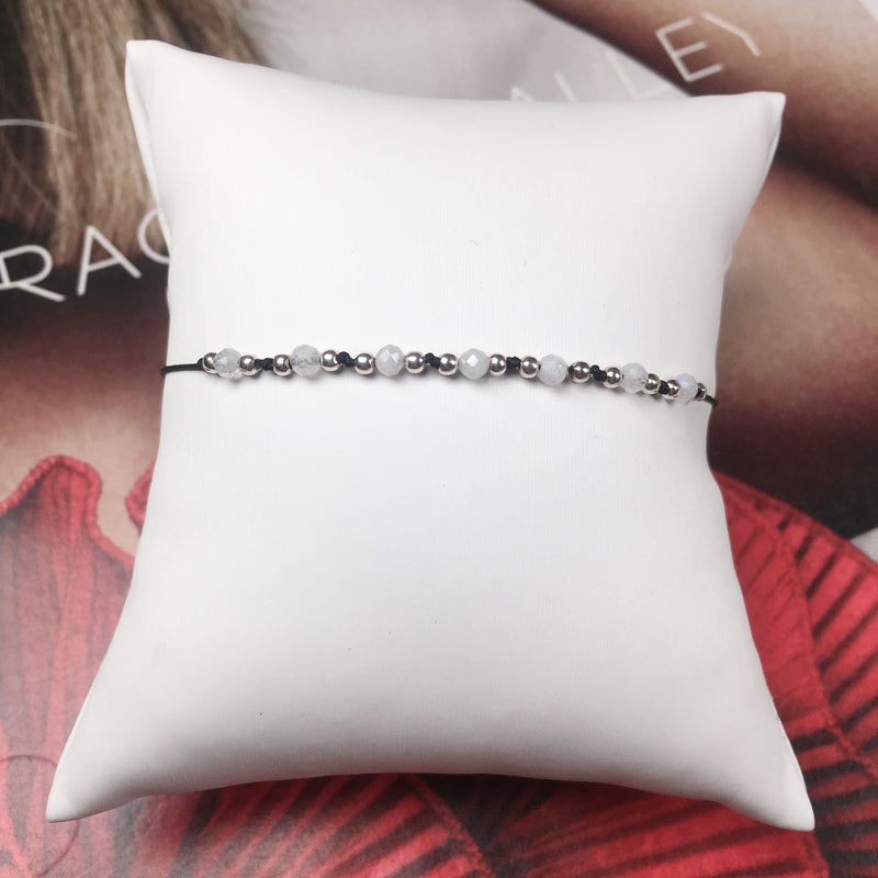 New Design Ladies Bracelet 925 Silver Bead And Natural Stone Bead Bracelet Adjustable Bracelet In Silver