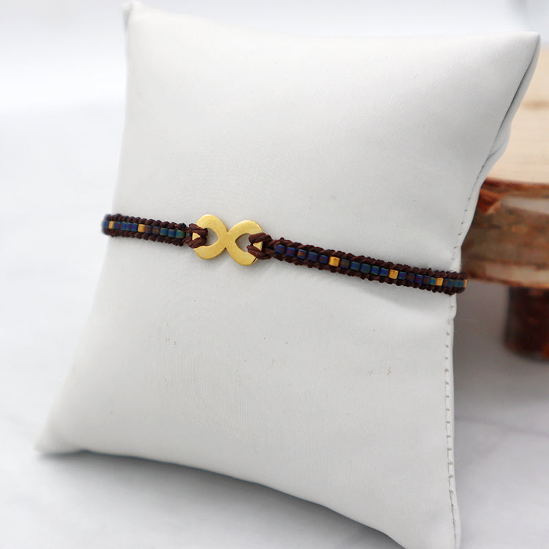 Custom  Miyuki Seed Beads Macrame Bracelet Jewelry Adjustable Woven Handmade Cross Skull Stainless Steel Charm Miyuki Bracelet