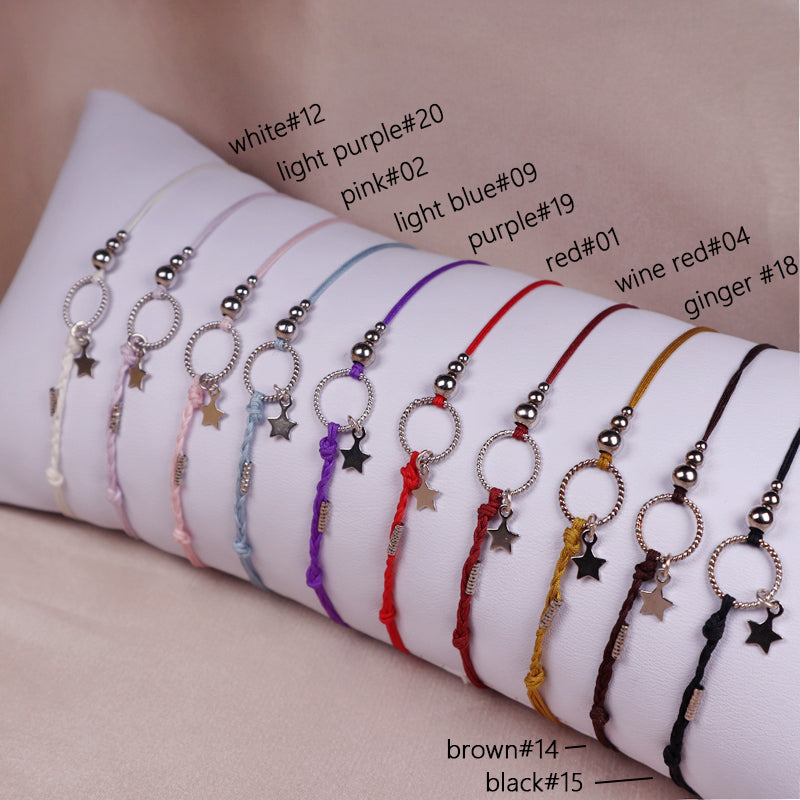 OEM Custom Spring Trendy Women Charms Jewelry 925 Sterling Silver Woven Cutton Handmade Bracelet