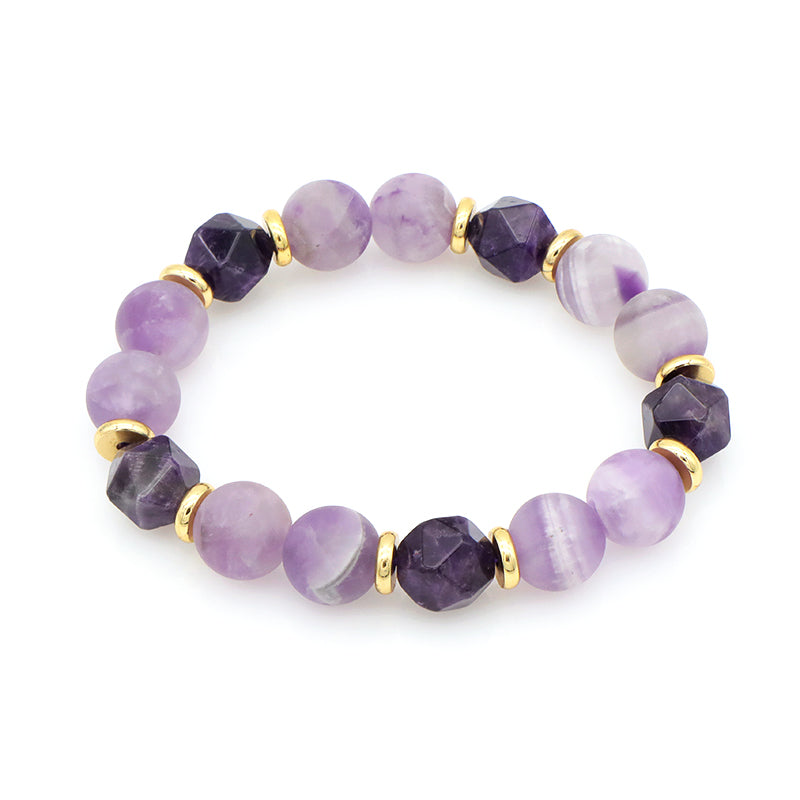 Good Quality Wholesale Wowan Jewelry Handmade Custom Beaded Bracelet Bangle Natural Stone Amethyst Bracelets