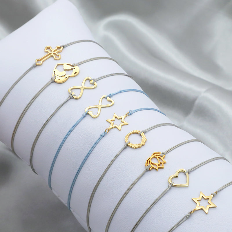 Oem Custom Wholesale Adjust Handmade Gold Plating Star Heart 925 Sterling Silver Charm Bracelets