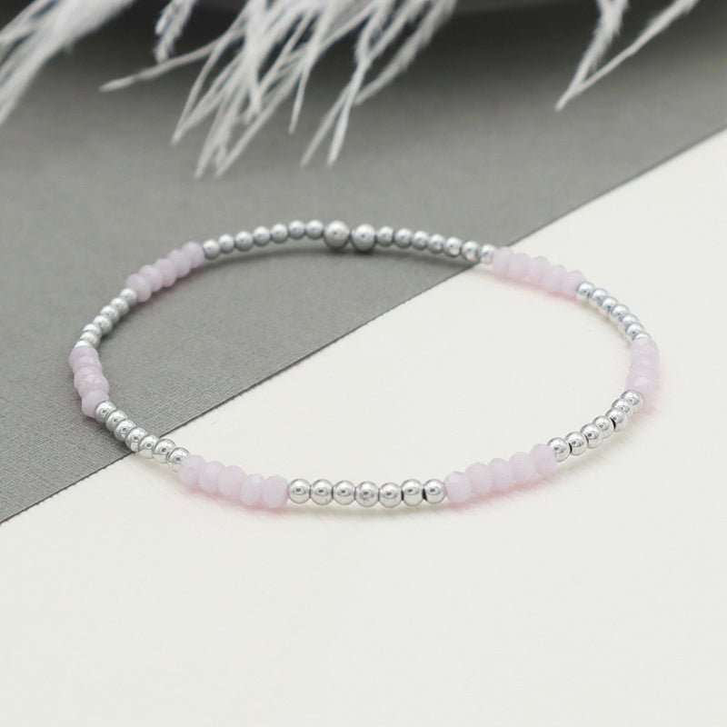 Handmade Wholesale Fashion Woman Jewelry Set Pink Glass Crystal Charms Bracelet Set Custom Beads Bracelets