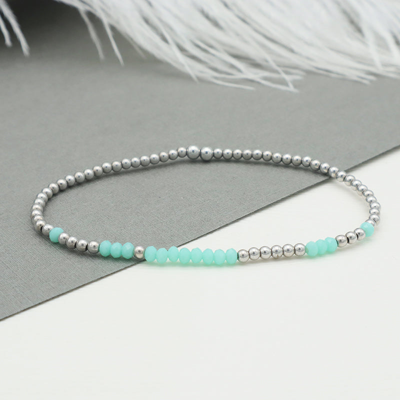 Handmade Wholesale Trendy Woman Girl Kid Baby Jewelry Custom Blue Beaded Bracelets Glass Crystal Charms  Bracelets