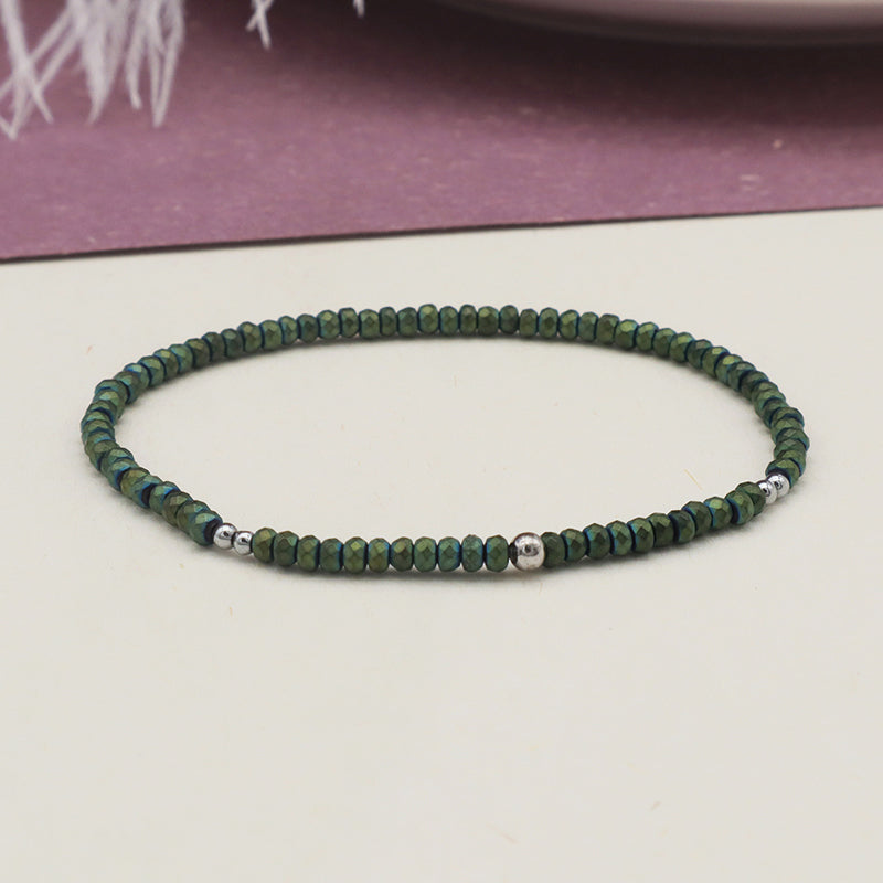 Hot Selling Wholesale Fashion Custom Green Beads Jewelry Handmade Natural Stone Charms Men Bracelets Bangles Set