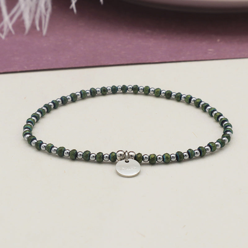 Hot Selling Wholesale Fashion Custom Green Beads Jewelry Handmade Natural Stone Charms Men Bracelets Bangles Set