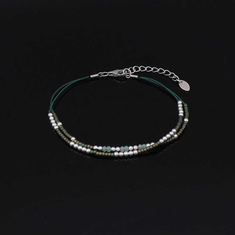 Double Layer Handmade Miyuki Beaded Bracelet Jewelry Fashion Women Multi Color Custom 925 Sterling Silver Beads Bracelet