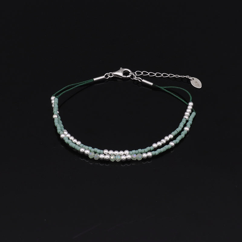 Double Layer Handmade Miyuki Beaded Bracelet Jewelry Fashion Women Multi Color Custom 925 Sterling Silver Beads Bracelet