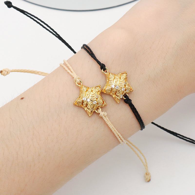 Simple Design Best Selling Product Ladies Gold Plated Shining Star Heart Butterfly Crystal Charm Bracelet Jewelry Ajustable Rope Thread Bracelet