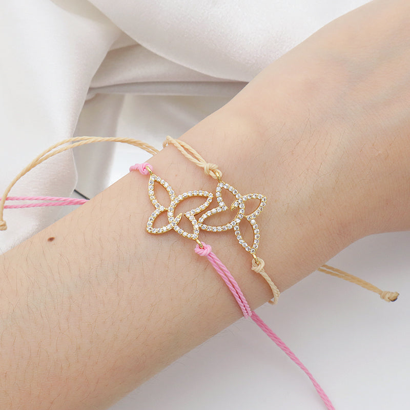 Simple Design Best Selling Product Ladies Gold Plated Shining Star Heart Butterfly Crystal Charm Bracelet Jewelry Adjustable Rope Thread Bracelet