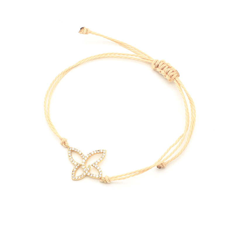 Simple Design Best Selling Product Ladies Gold Plated Shining Star Heart Butterfly Crystal Charm Bracelet Jewelry Ajustable Rope Thread Bracelet